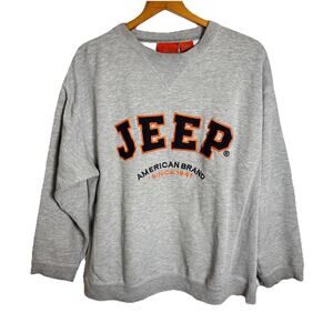Vintage Jeep American Brand Embroidered Logo Pullover Sweatshirt Gray Medium